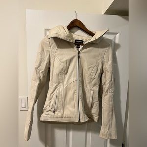 2XS Danier White Leather Jacket